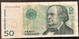 50 Norwegische Kronen Geldschein, Jahr 2003, Zustand gut