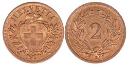 2 Rappen von 1920 (Stempelglanz)