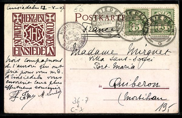 Cartoline postali: Einsiedeln, 1. Schweizerischer Herz-Jesu – Usato da Berlin venduto da bartko-reher 1