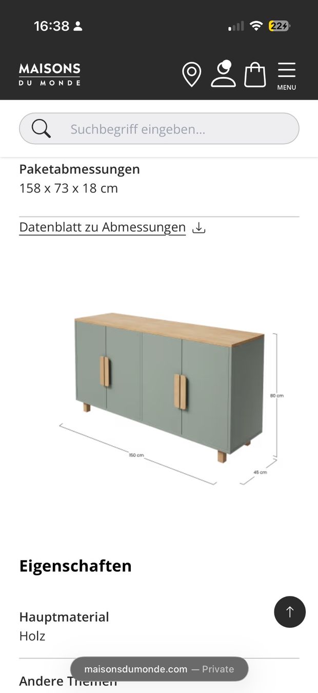 Maisons du monde Kommoden: Sideboard 150x80x45cm grün – Neu (gemäss Beschreibung) aus Kreuzlingen von fab_9x8z 2