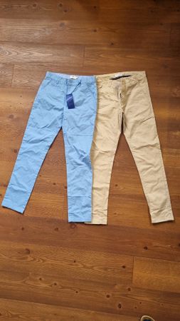 Kinder-Hosen uni, hellblau und beige