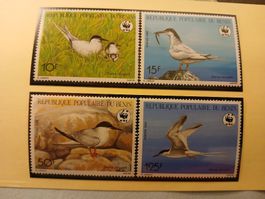 Rare série de 4 timbres du Bénin, WWF, Sterna dougallii