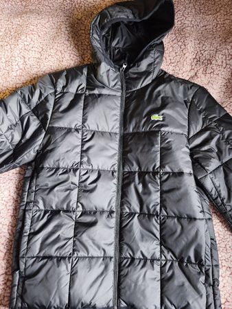 Lacoste Padded Jacket Black Size 50  Hooded Water Repelle