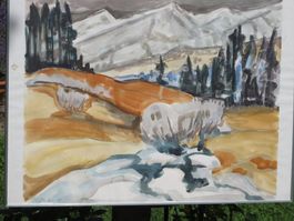 Leo Hitz 1918-2017   7 originale Aquarell gerahmt