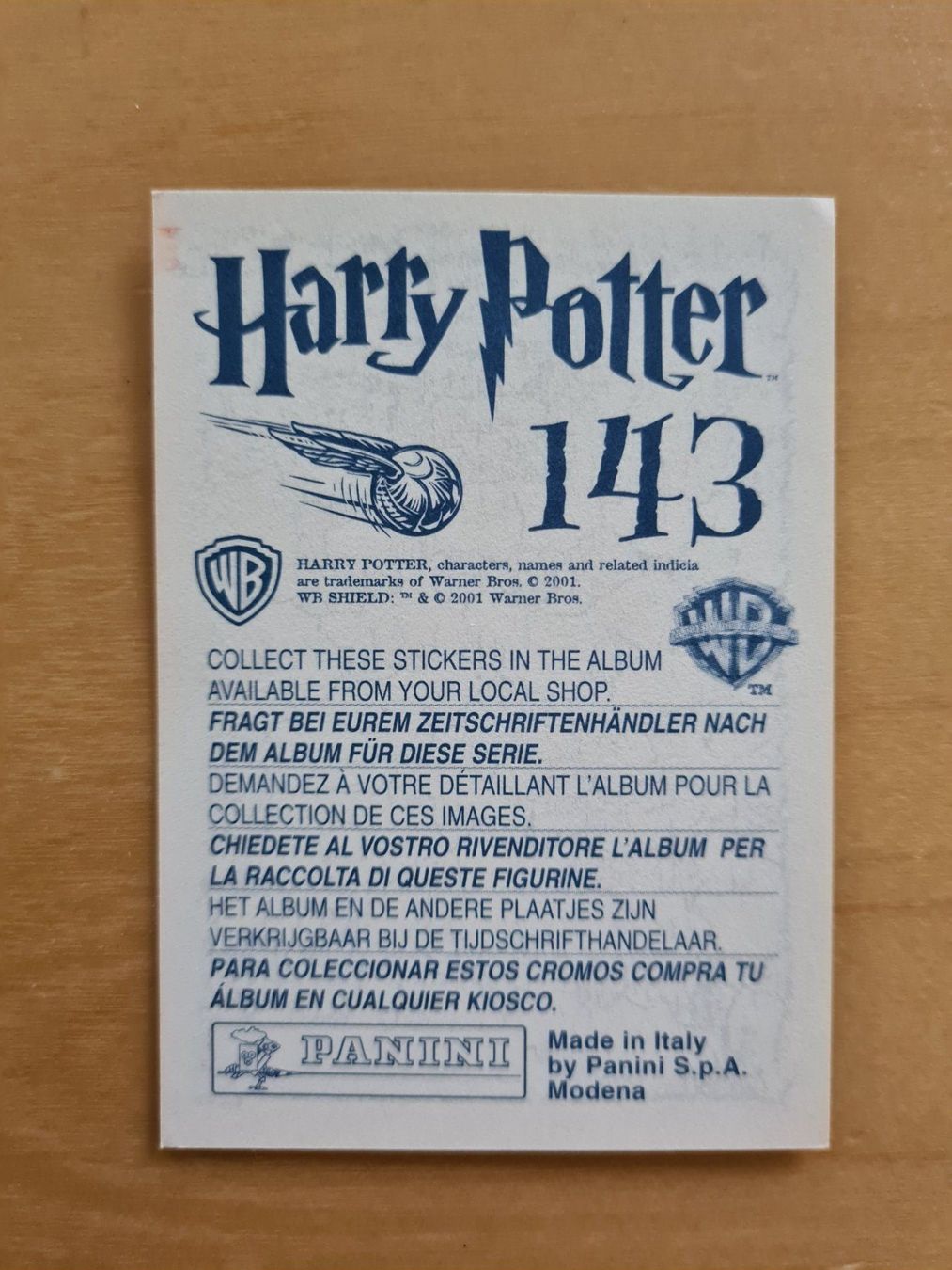 Panini Sammelbilder & Trading cards: Panini Harry Potter Nr. 143 – Neu (gemäss Beschreibung) aus Oberwil BL von Spieltopia 1