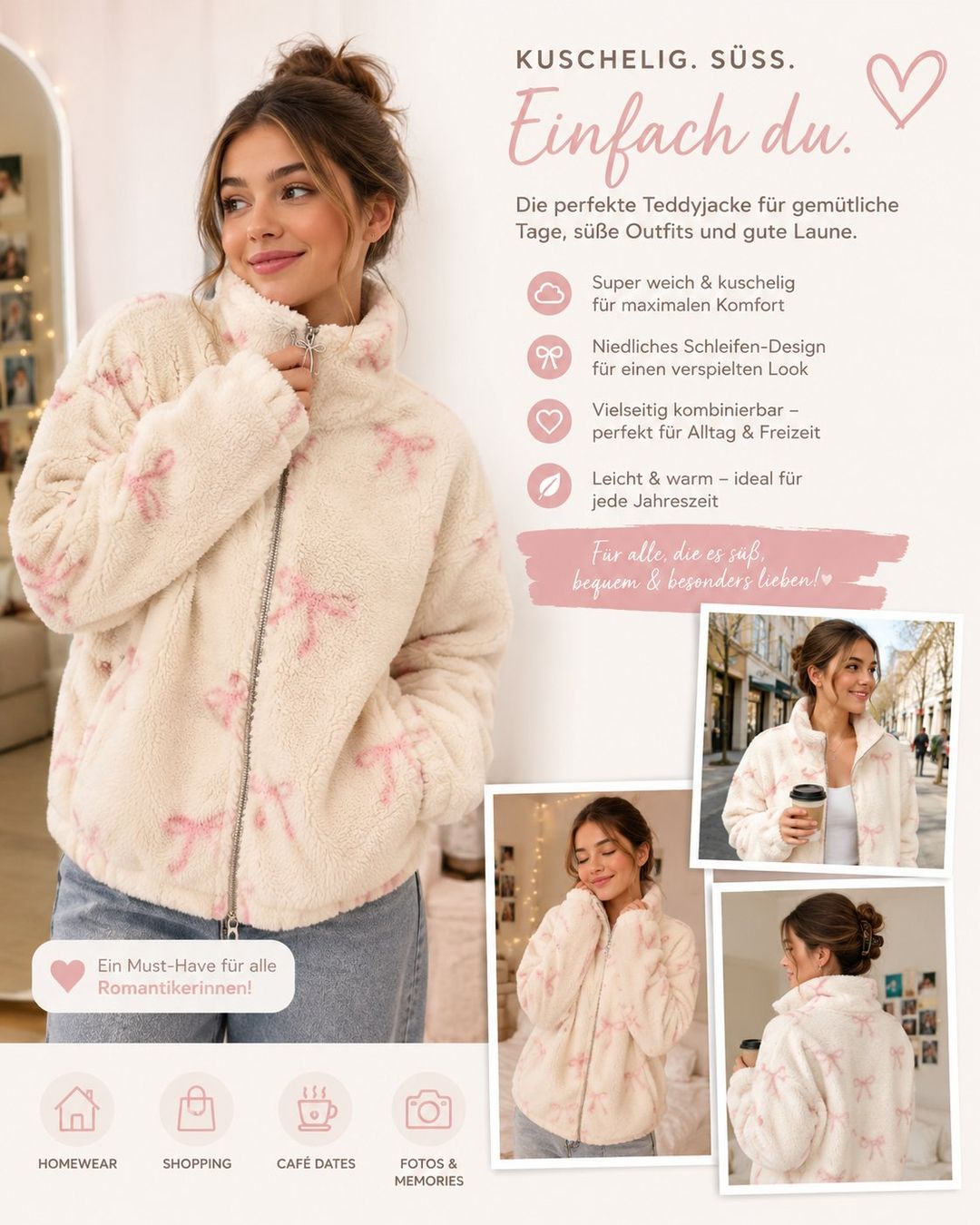 Jacken: Kuschelige Fleece Jacke mit Schleifenmuster – Neu und originalverpackt aus Lausen von MegaValueCenter 1