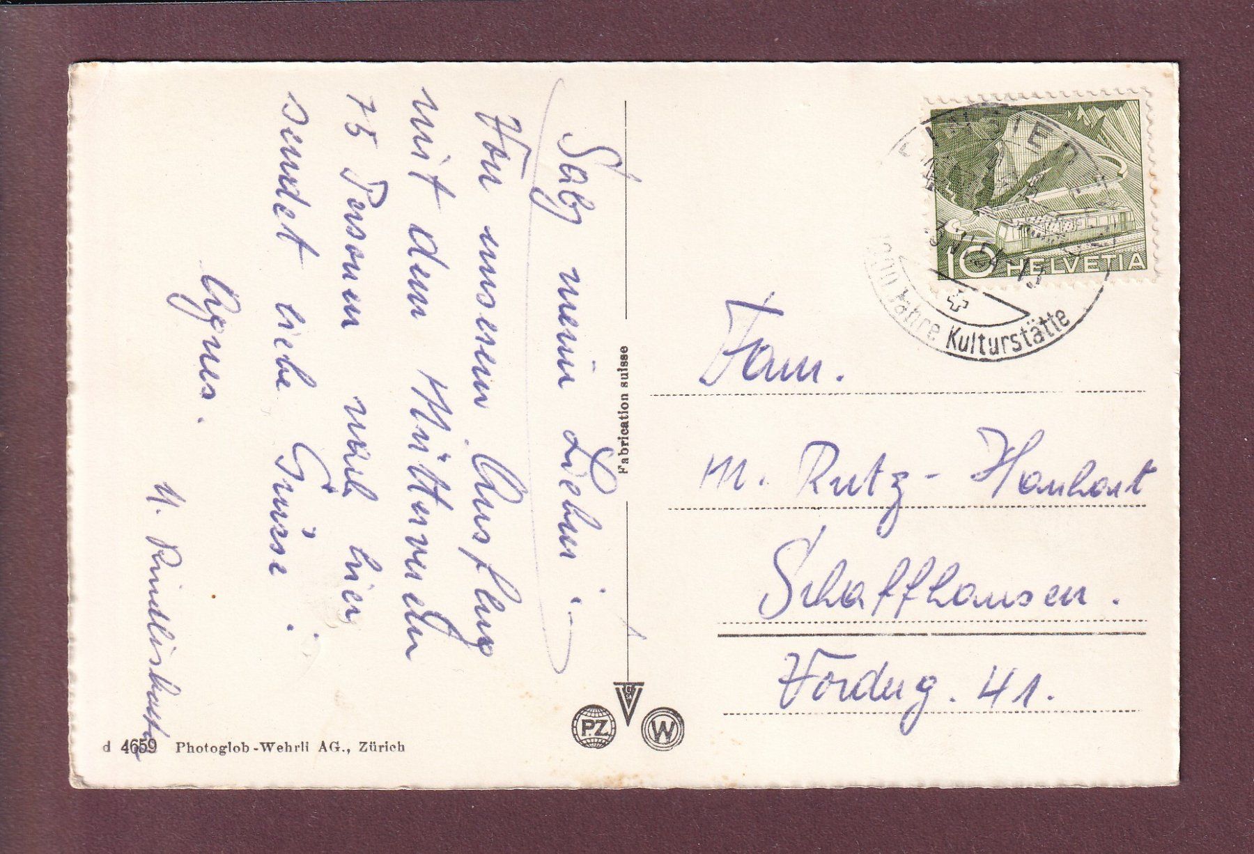 Ansichtskarten: EINSIEDELN - Klosterplatz - Leute - 1954 – Gebraucht aus Pully von nicecards 1