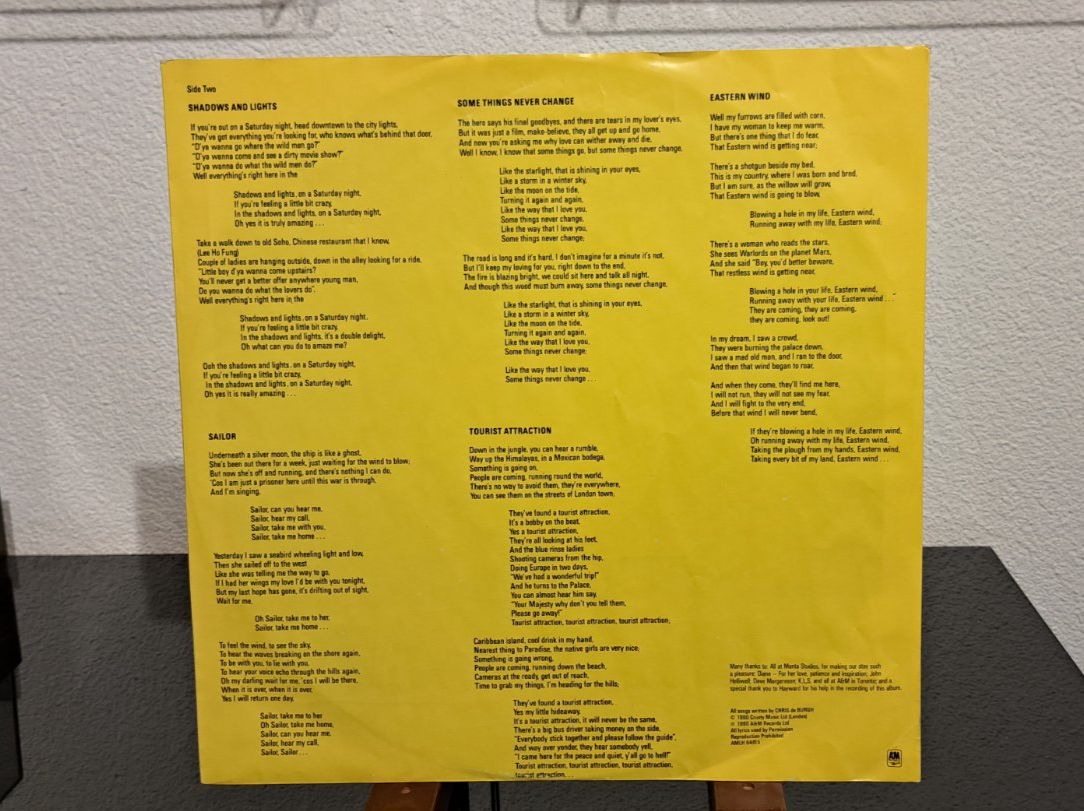 Dischi in vinile: Chris de Burgh eastern wind LP VG/VG- – Usato da Günsberg venduto da Fleder4 2