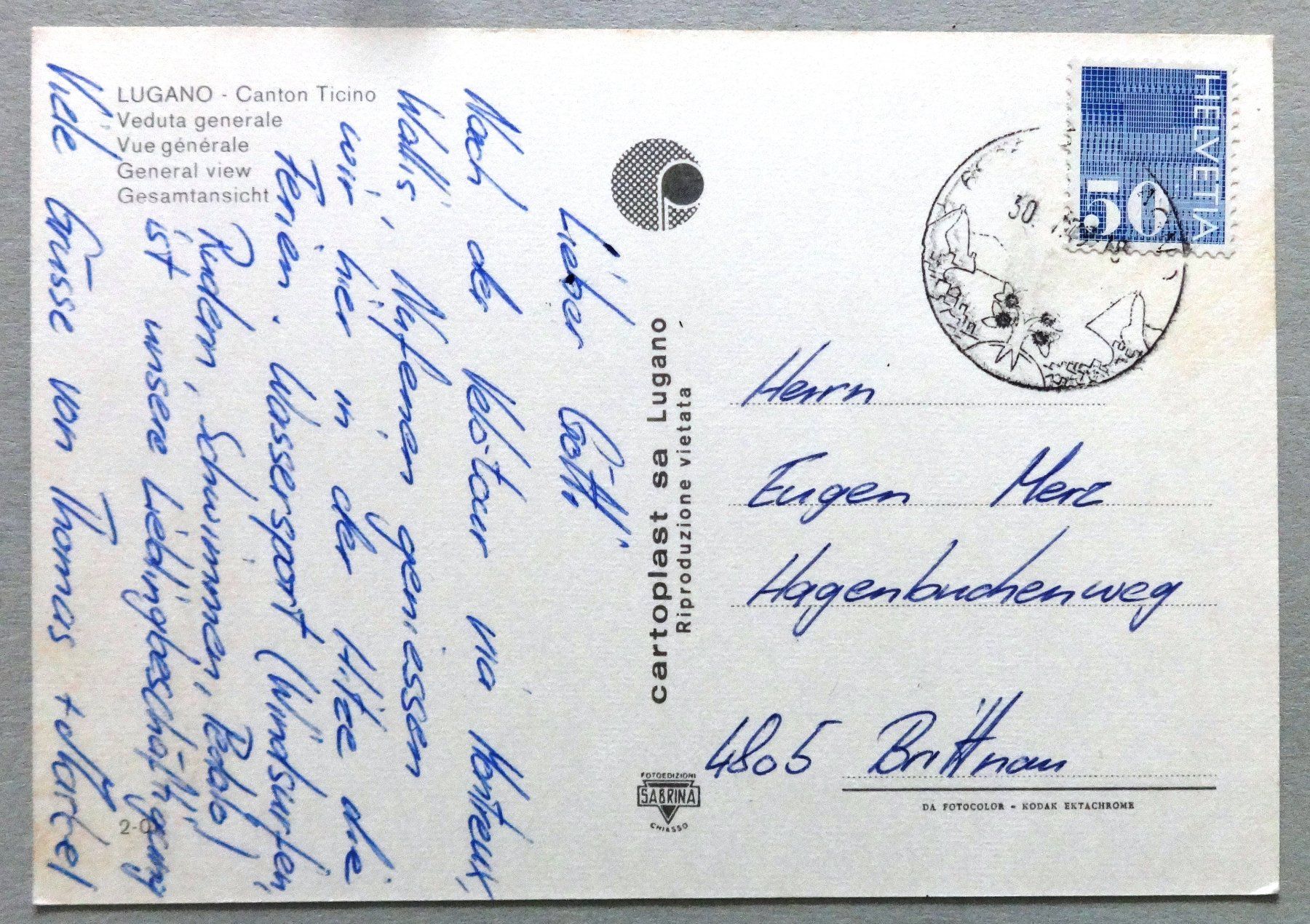 Cartes postales: Lugano - Veduta generale – D'occasion à Fétigny par Billy2miny 1