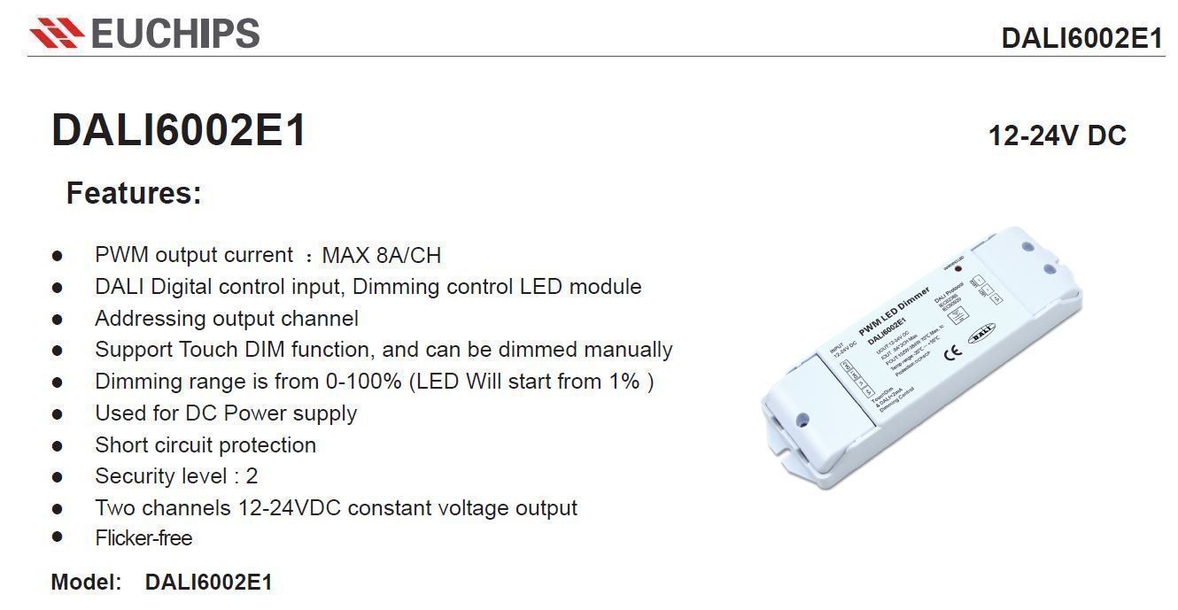 Konverter: DALI Decoder 12-24VDC 10A x 2 Kanäle – Neu und originalverpackt aus Amriswil von K8D 3