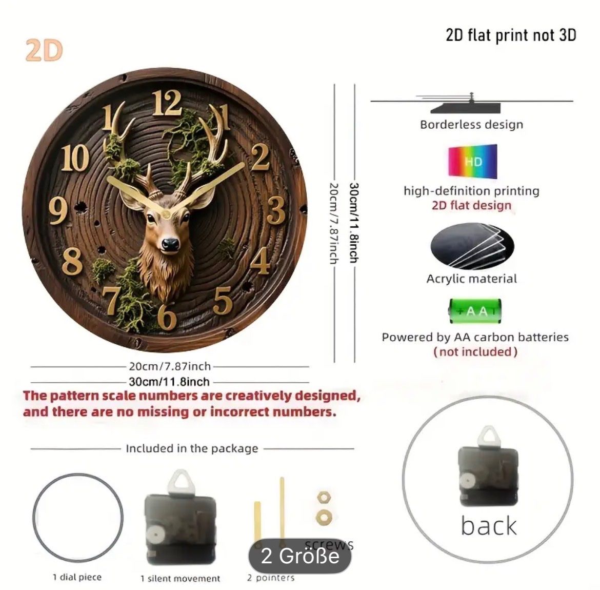 Orologi: Rustikale Hirsch Wanduhr – Nuovo e nell'imballaggio originale da Emmenbrücke venduto da ShopDirect 1