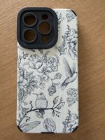 Schutzhülle für iPhone 14 Pro Blumenmuster weiss schwarz