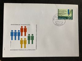 Schweiz 1970 Sonderumschlag + Marke Volkszählung Ortsstempel