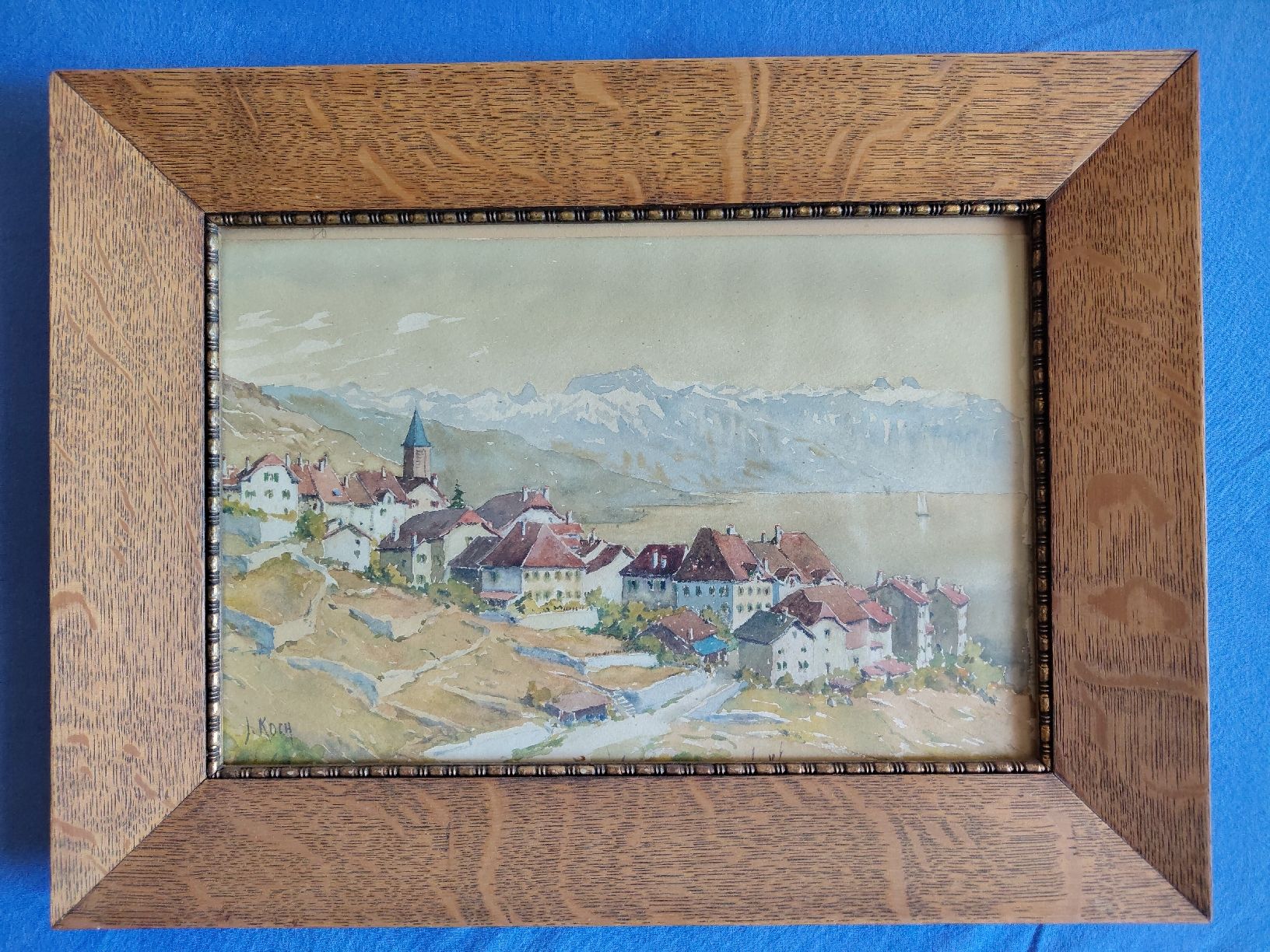 Gemälde: Gemälde J. Koch Alpen Dorf – Gebraucht aus Wohlen b. Bern von mattia.marchetti