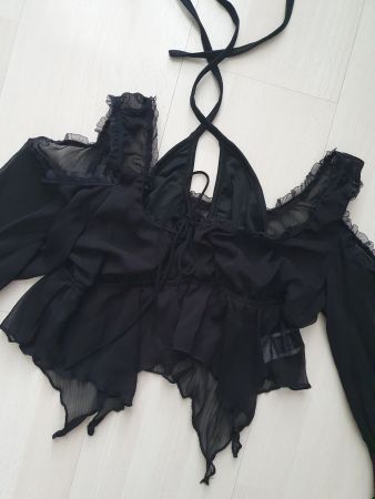 Asymetrische Gothicbluse Gr XS/S *neu*