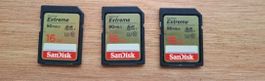 3 Carte SD SanDisk Extreme 16GB 90MB/s utilisée