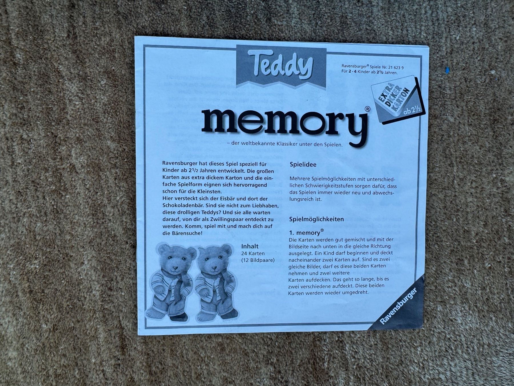 Ravensburger Giochi: Teddy Memory – Usato da Aarau venduto da Kilauea 1