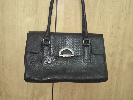Vintage PICARD Leder-Handtasche mit Schlangenprägung