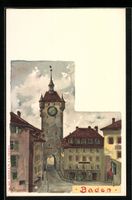 Baden, Strassenpartie mit Stadtturm