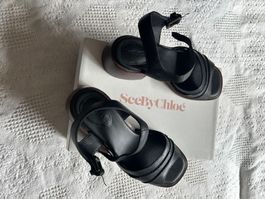 Sandales See By Chloé noires en cuir, taille 38