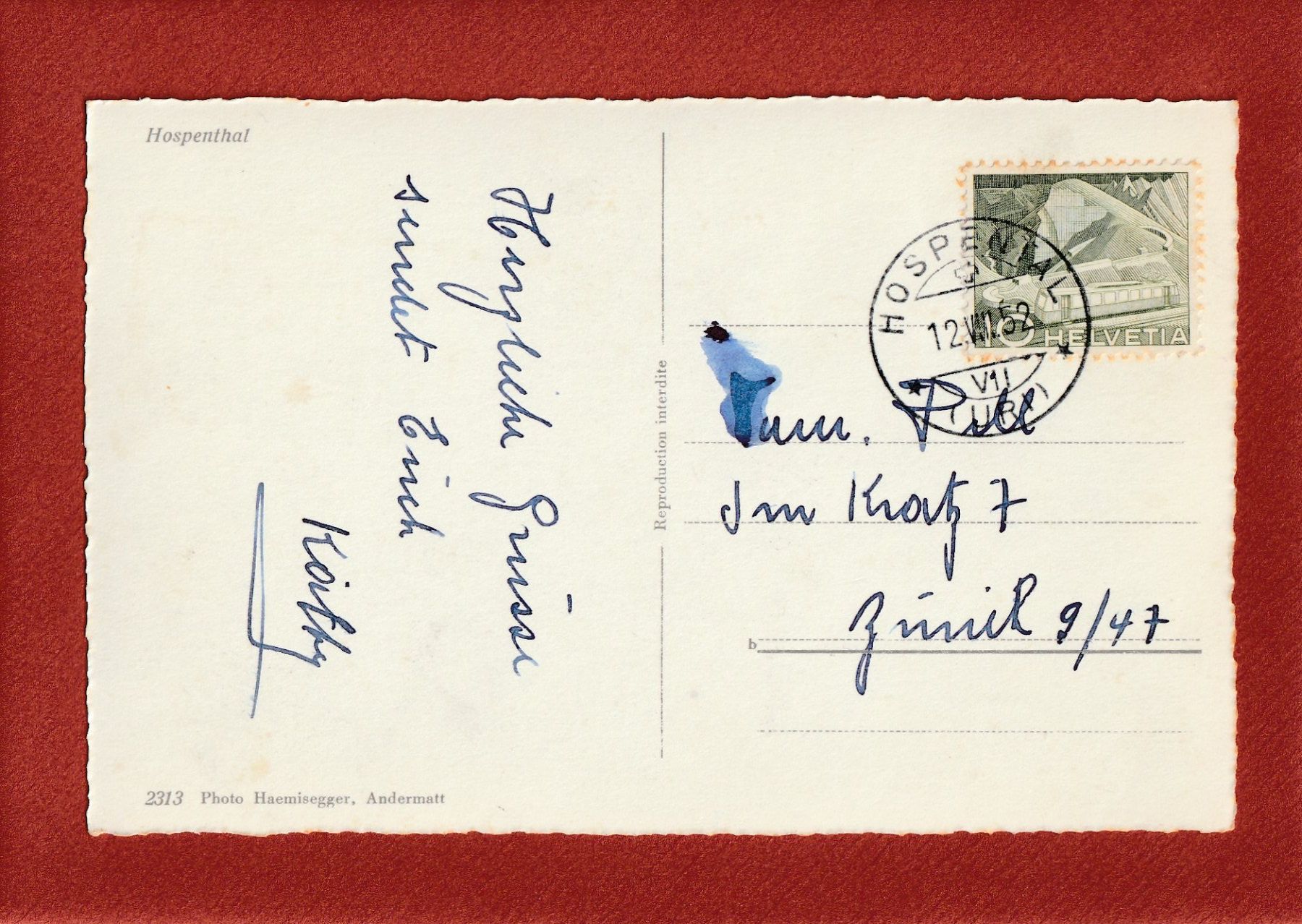 Cartoline postali: Hospenthal – Usato da Würenlingen venduto da wetroki 1