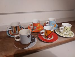 6er Set Espressotassen mit Untertellern, Graf von Henneberg