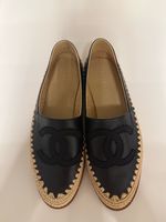 CHANEL Espadrilles Schwarz/Raffia – Gr. 38