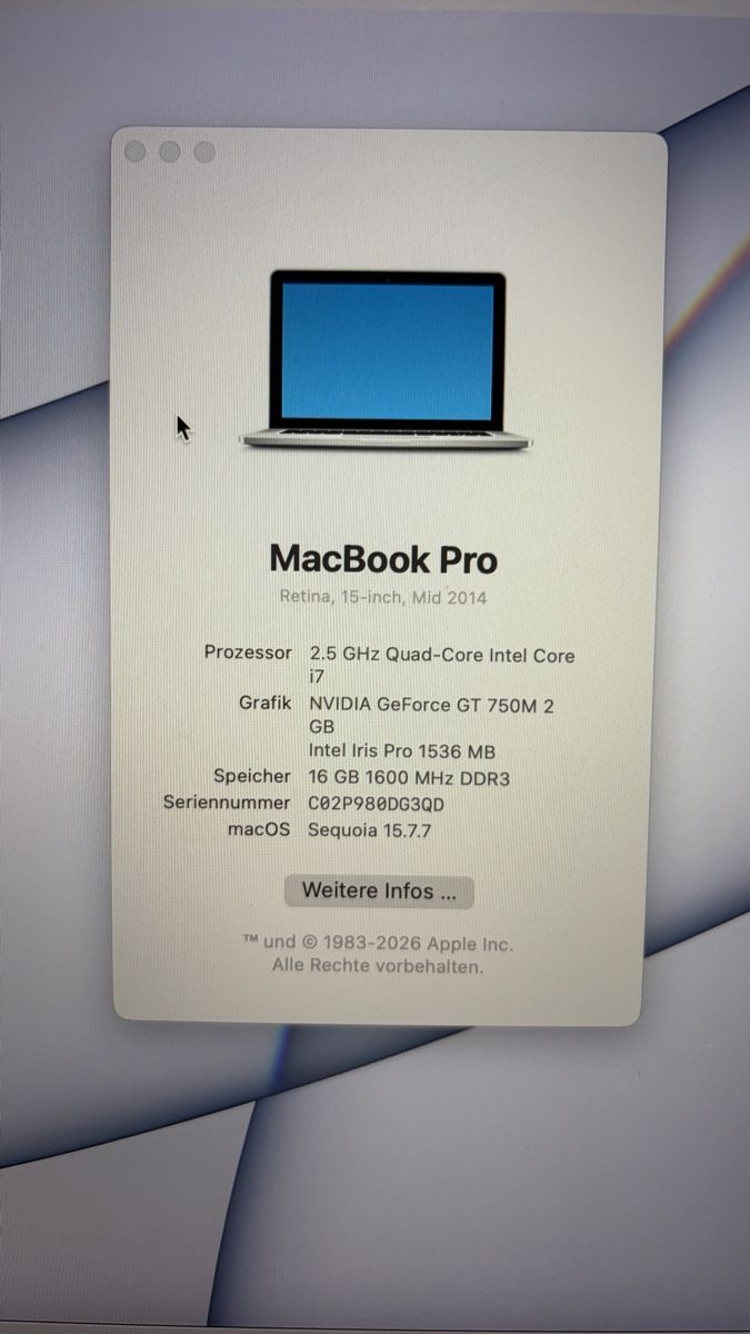 Apple Notebook: MacBook Pro 15 i7 16GB 500GB SSD – Usato da Stäfa venduto da RicTrade77 1