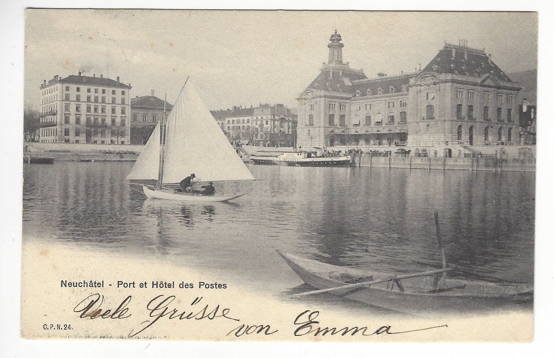 Cartoline postali: AK Neuchatel Port et Hotel des Postes – Usato da Frauenfeld venduto da Astra13
