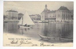 AK Neuchatel Port et Hotel des Postes