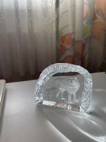 Glas Skulptur Wölfe Motiv transparent  guter Zus...
