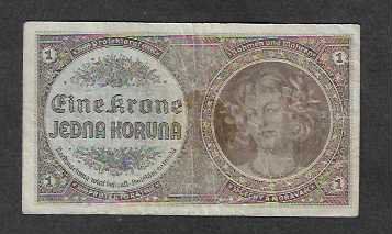 Banconote: B. Morava  1  Koruna    Gebraucht – Usato da Gordola venduto da coinsandnotes