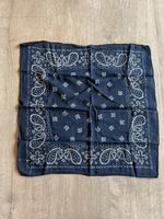 Bandana Tuch dunkelblau mit Paisley Muster quadratisch