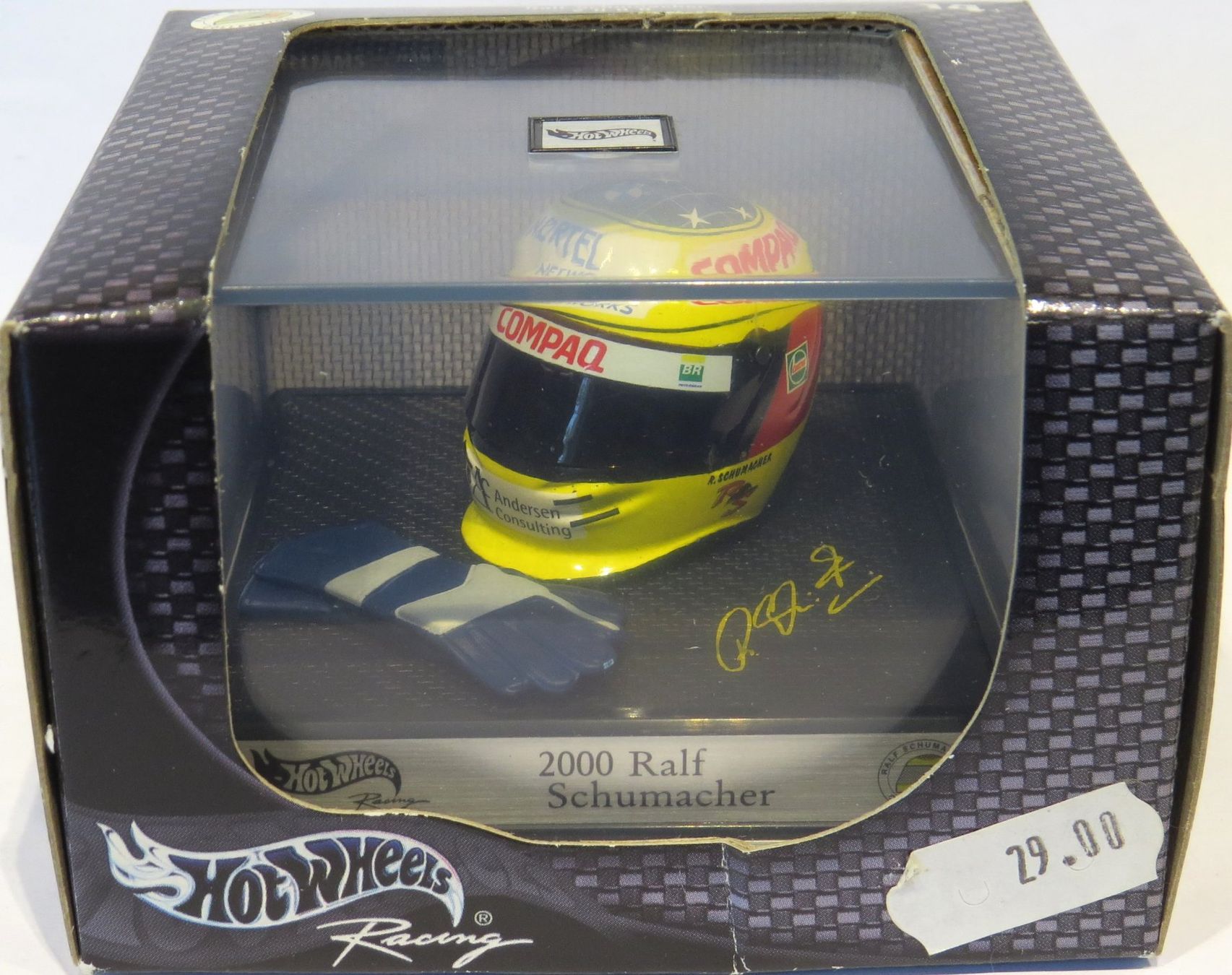 Hot Wheels Modellini d'auto: Helm mit Handschuhen von Ralf Schumacher 2000 – Nuovo e nell'imballaggio originale da Ettingen venduto da campione_1 2