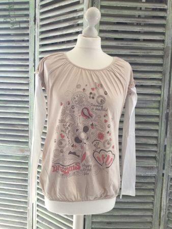Sweat beige/blanc motifs Dreaming