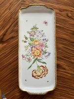 KPM Porzellan Schale / Platte Blumendekor Goldrand 1961