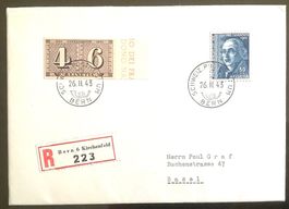 1943 R- Brief Einzelwert ET aus Luxusblatt + PJ 104 Bern-BS