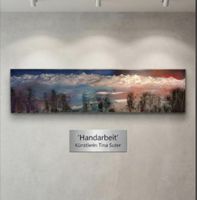 Gemälde " Bergwelt im Abendrot " handmade 30×120