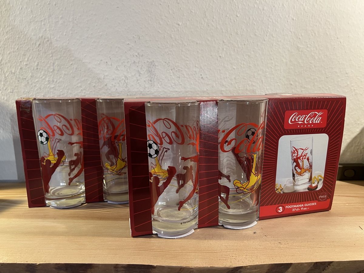 Coca-Cola Bicchieri: 6 Coca Cola Gläser – Nuovo e nell'imballaggio originale da Wabern venduto da PRSPCT