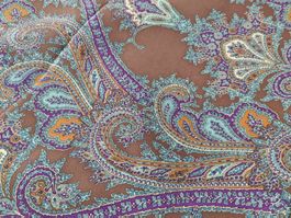 Designer Seide 100%  Italien 1.95x1.4m Paisley braun türkis
