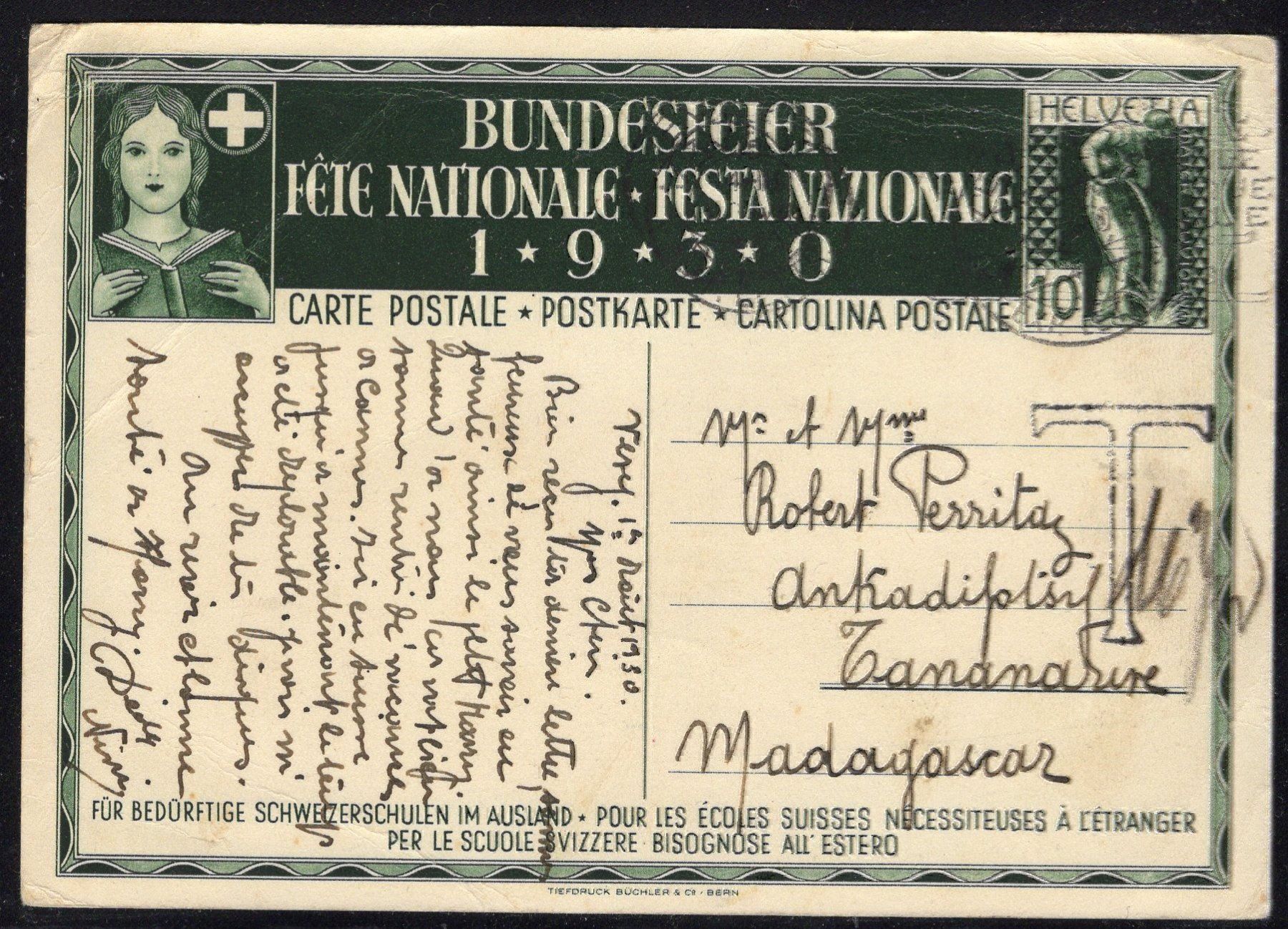Alle Briefmarken: R1830  /  Carte du 1er août 1930 – Gebraucht aus Ste-Croix von MONT-TAGNAC