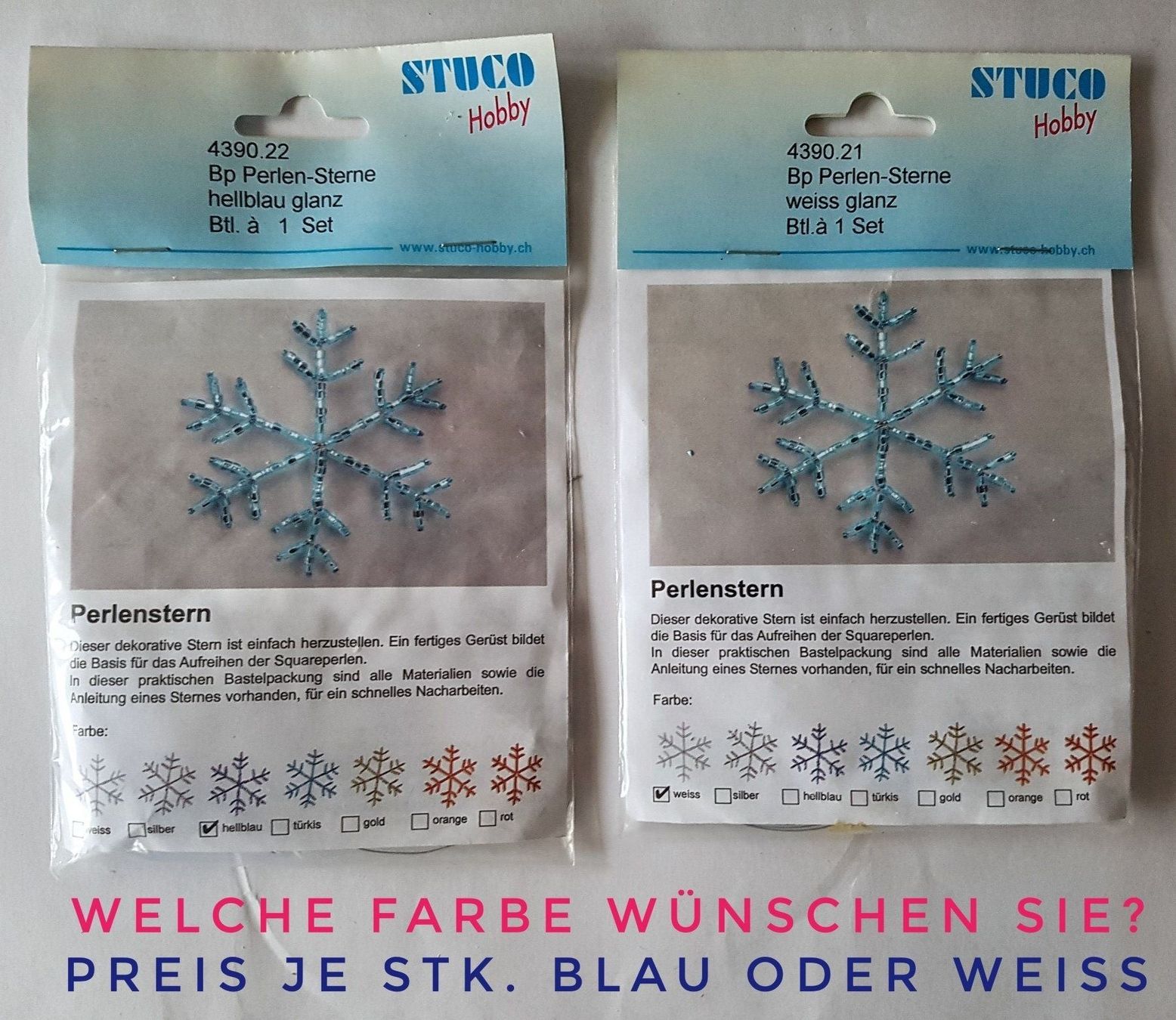 Kit bricolage: Bastelpackung Perlensterne hellblau oder weiss – Nuovo e nell'imballaggio originale da Dürrenäsch venduto da Bastelnde