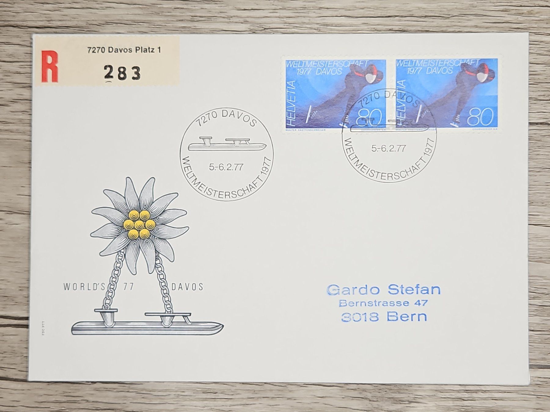 Tutti i francobolli: CL22 Enveloppe + Timbre Suisse 1977 – Usato da Cousset venduto da Patrick_Collections