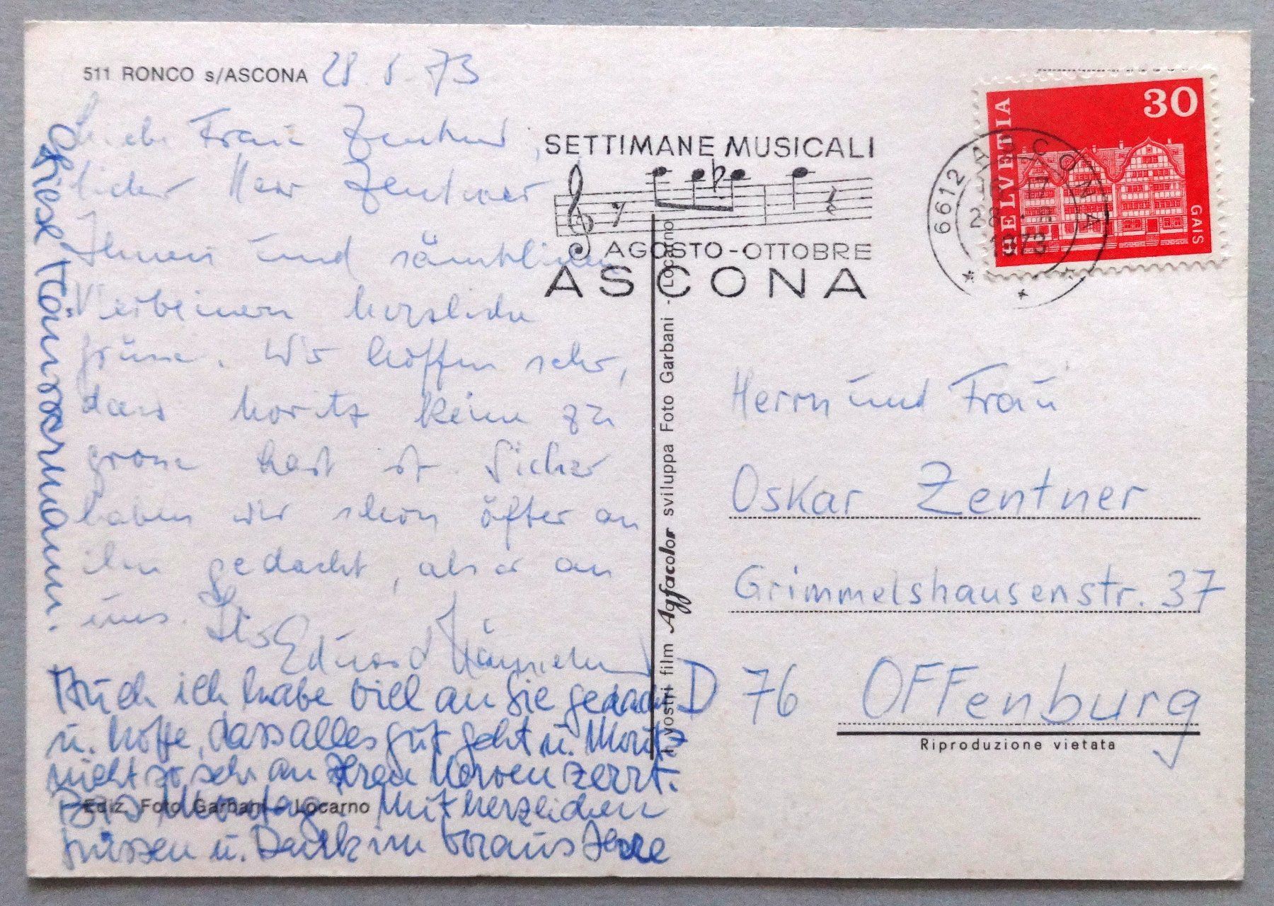 Cartoline postali: Ronco s/Ascona – Usato da Fétigny venduto da Billy2miny 1