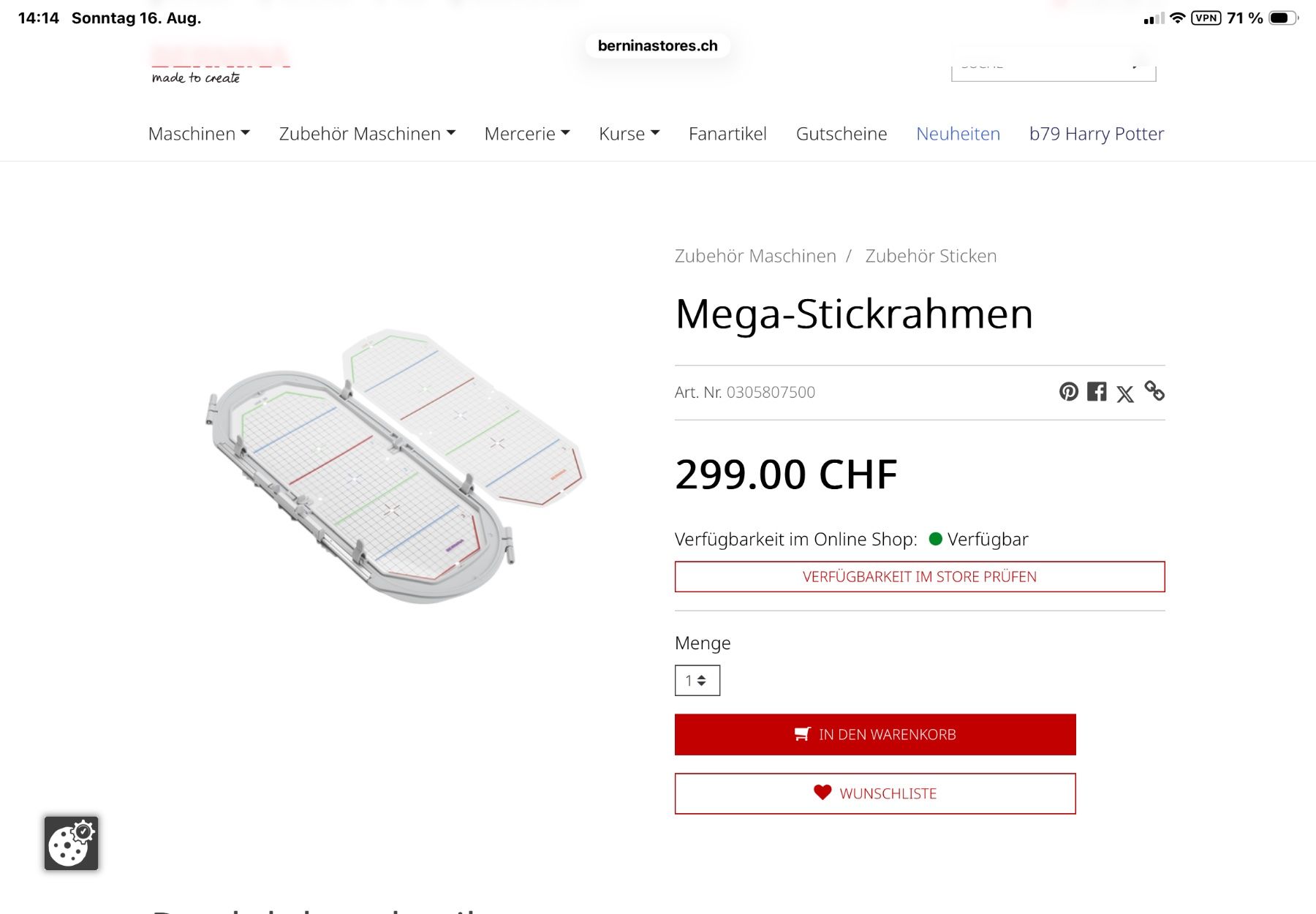 Bernina Cerchi da ricamo: Bernina Mega Stickrahmen - Hoop 150/400 – Nuovo (secondo la descrizione) da Horgen venduto da Spikystar13 9