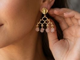 Boucles d'oreilles dorées quartz rose
