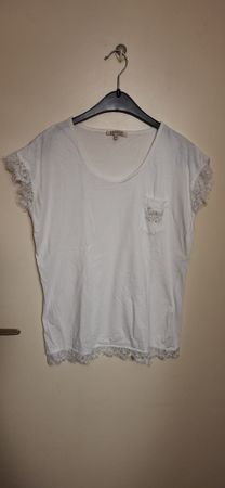 T-Shirt blanc, avec dentelles, Kaporal, taille XL