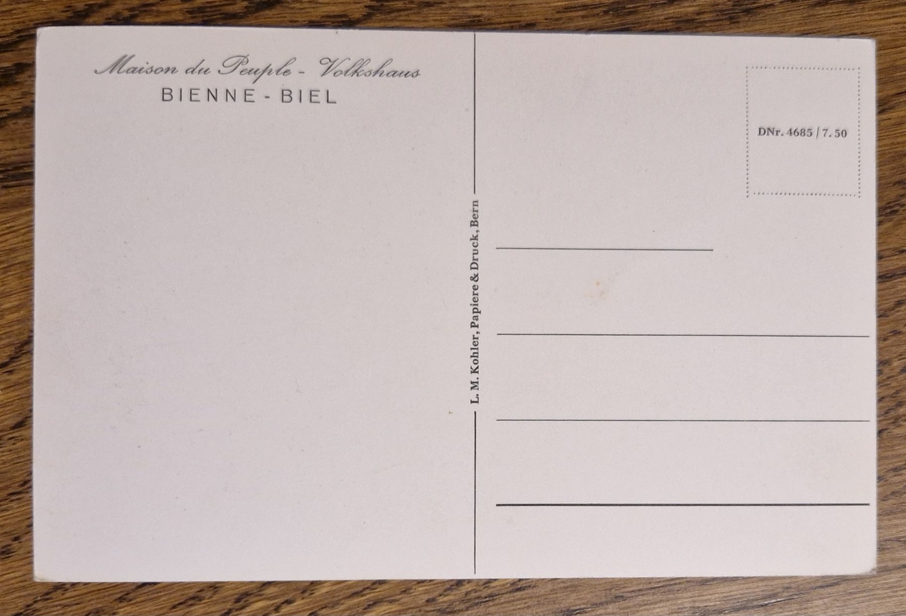 Ansichtskarten: Volkshaus Biel - Maison du Peuple, Apotheke, Oldtimer  – Gebraucht aus Ebikon von Donar50 3