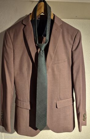 Anzug, Sakko mit Hemd, Hose und Krawatte, Slim Fit Gr S