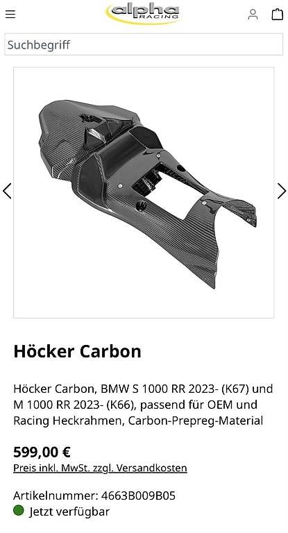 Alle Motorradersatzteile: Bmw Alpha Racing Carbon Höcker – Gebraucht aus Frasnacht von GiancarloVarano 4